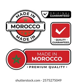 Badge bundle made in Morocco label icon emblem isolated on white background. Vector illustration