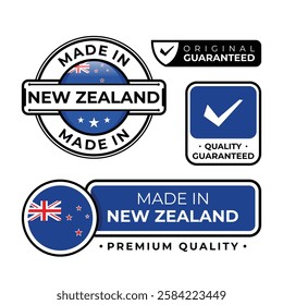 Badge bundle made in New Zealand label icon emblem isolated on white background. Vector illustration