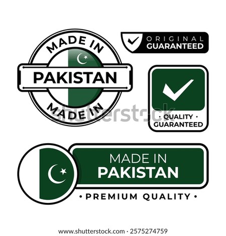 Badge bundle made in Pakistan label icon emblem isolated on white background. Vector illustration