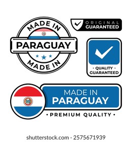 Badge bundle made in Paraguay label icon emblem isolated on white background. Vector illustration