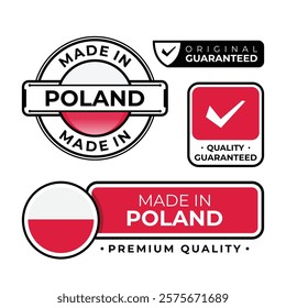 Badge bundle made in Poland label icon emblem isolated on white background. Vector illustration