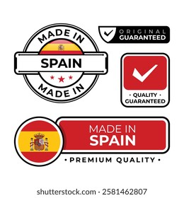 Badge bundle made in Spain label icon emblem isolated on white background. Vector illustration