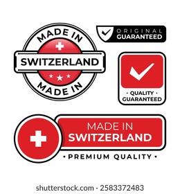 Badge bundle made in Switzerland label icon emblem isolated on white background. Vector illustration