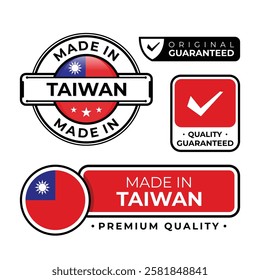 Badge bundle made in Taiwan label icon emblem isolated on white background. Vector illustration