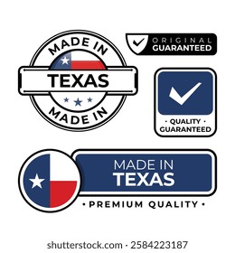 Badge bundle made in Texas label icon emblem isolated on white background. Vector illustration