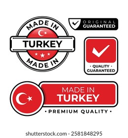 Badge bundle made in Turkey label icon emblem isolated on white background. Vector illustration