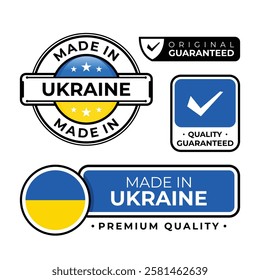 Badge bundle made in Ukraine label icon emblem isolated on white background. Vector illustration