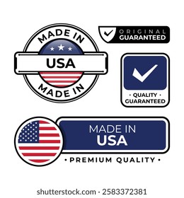 Badge bundle made in United States label icon emblem isolated on white background. Vector illustration