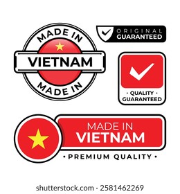 Badge bundle made in Vietnam label icon emblem isolated on white background. Vector illustration