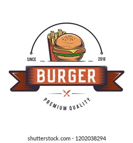 A badge burger logo for a modern store