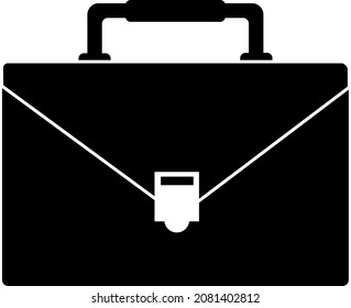 Badge business briefcase, bag, black silhouette. Highlighted on a white background. Vector illustration. A series of business icons.