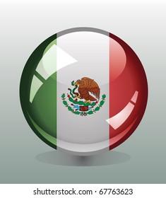 Badge button with flag of Mexico