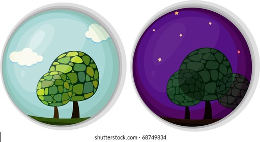 Badge button of landscape.