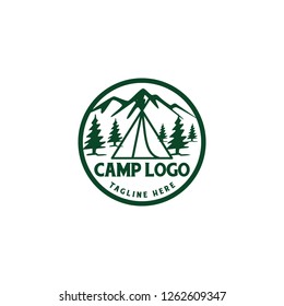 Badge Camp Camping Adventure Logo Emblem Concept
