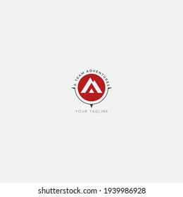 badge camp simple red camping logo modern