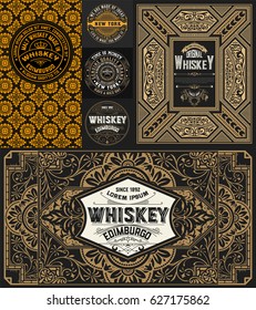 Badge and cards set. Western style