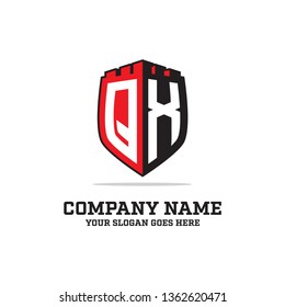 Badge Castle Logo with QX Initial letter design, clever and modern vector