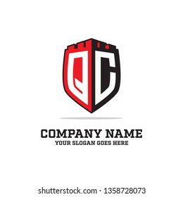 badge castle QC initial logo name,Q AND C  clean and strong brand vector
