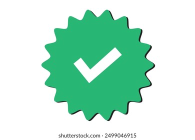 Badge check icon. Verify icon stamp. Blue flat star shape stickers. Verified badge profile set. Social media account verification icons . Isolated check mark. Guaranteed signs. Vector illustration.