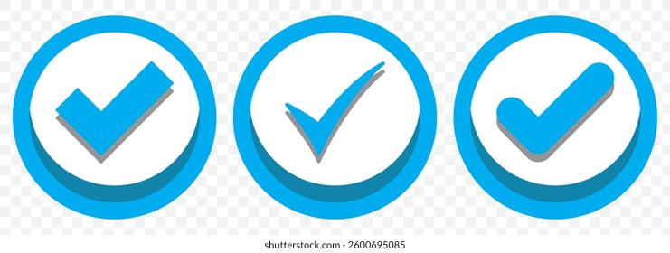 Badge check icon. Verify icon stamp. Blue flat star shape stickers. Verified badge profile set. Social media account verification icons . Isolated checkmark. Guaranteed signs Vector illustrationEPS10.