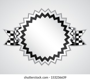 Badge with checkered flag. Race background. EPS10 vector