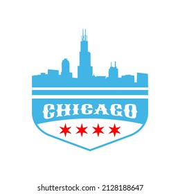 Badge Chicago, Illinois, USA. Stadtlogo-Vorlage für Banner, Flyer und Branding ansehen