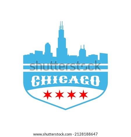 Badge Chicago, Illinois, USA. Visit city logo template for banner, flyer and branding