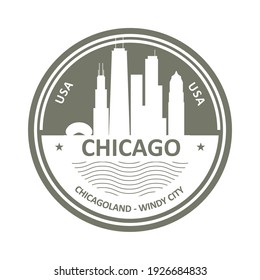 Badge with Chicago skyline - Chicago city emblem