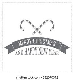 Badge for Christmas and New Year on white background. Vector design element for congratulation cards, flyers and banners.