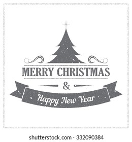 Badge for Christmas and New Year on white background. Vector design element for congratulation cards, flyers and banners.