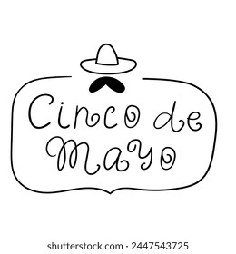 Badge. Cinco de Mayo. Mexican national holiday. Vector illustration on white background.