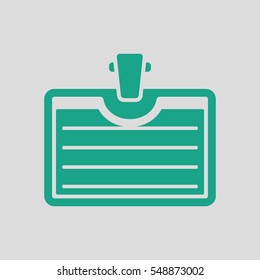 Badge with clip icon. Gray background with green. Vector illustration.