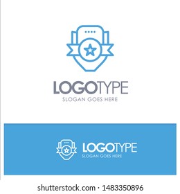 Badge, Club, Emblem, Shield, Sport Blue outLine Logo with place for tagline