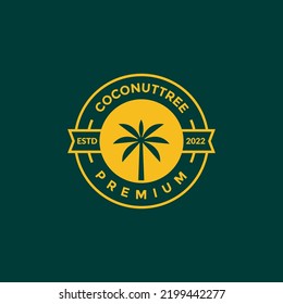 badge with coconut tree logo design