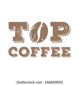 Badge coffee logo icon vector. Art, sticker, and badge design. Flat coffee bean concept with brown color