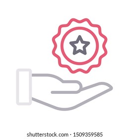 badge colour line vector icon