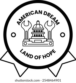 Una insignia en el concepto de logotipo estadounidense