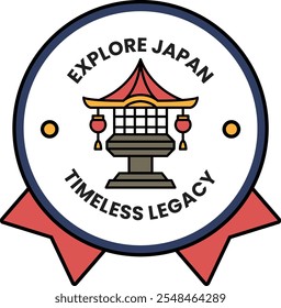 Um emblema no conceito de Explorar o Japão