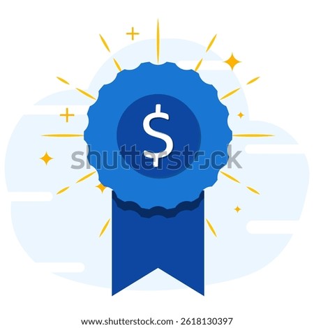 Badge concept featuring currency dollar symbol. best price, value for money, or great deals. For promote achievement. discounts, sales, or affordable products and services.