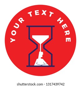 Badge Concept. Vector illustration of a man waiting. Person in hour glass. People time concept.