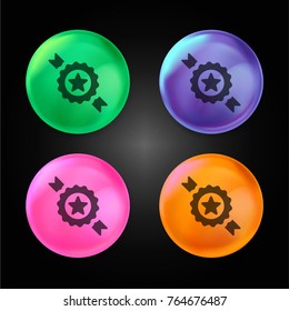 Badge crystal ball design icon in green - blue - pink and orange.
