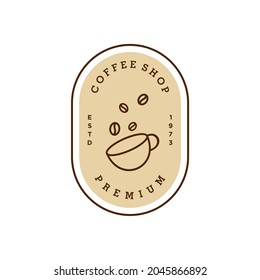  insignia una taza de café con marca de línea natural de frijol diseño vectorial icono en un hipster vintage minimalista estilo moderno hermoso, icono de barra de café premium