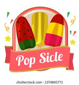 badge of cute colorful popsicle
