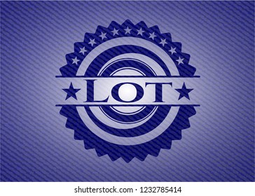 Lot badge with denim background