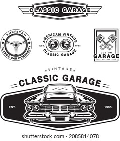 badge design for classic car garage and american car style