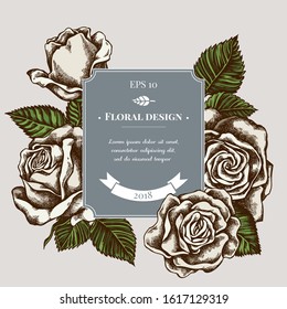 Badge design with colored roses