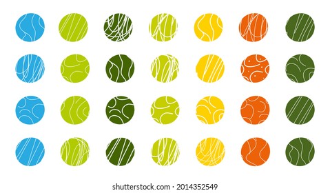 badge design decorative scribble round shapes vector illustration set
