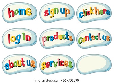 Badge design with different words  illustration