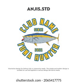 badge design with fishing club theme.the blue color concept is adjusted to the color of the tuna fish which is the main object.