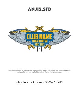 badge design with fishing club theme.the blue color concept is adjusted to the color of the tuna fish which is the main object.